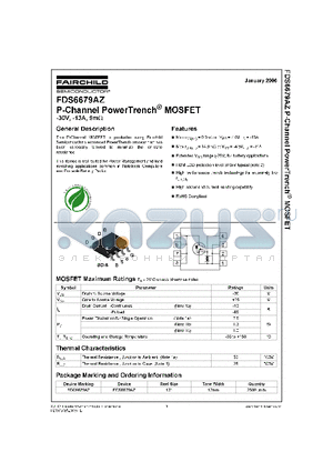 FDS6679AZ datasheet - P-Channel PowerTrench MOSFET -30V, -13A, 9mOhm