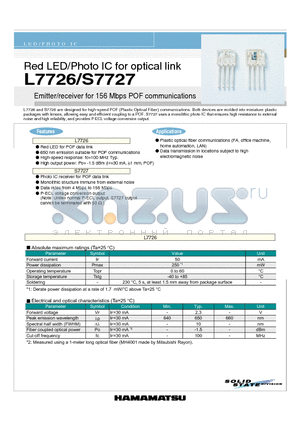 L7727 datasheet - Emitter/receiver for 156 Mbps POF communications