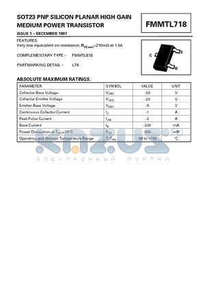 L78 datasheet - PNP SILICON PLANAR HIGH GAIN MEDIUM POWER TRANSISTOR