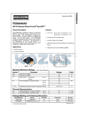 FDS6690AS datasheet - 30V N-Channel PowerTrench SyncFET