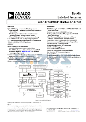 ADSP-BF537BBCZ-5AV datasheet - Blackfin Embedded Processor