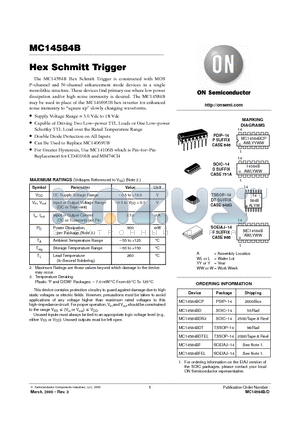 MC14584BDTEL datasheet - Hex Schmitt Trigger