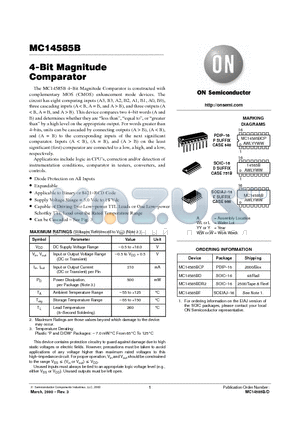MC14585B datasheet - 4-Bit Magnitude Comparator
