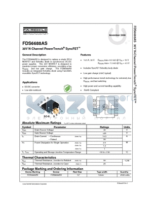 FDS6688AS datasheet - 30V N-Channel PowerTrench^ SyncFET