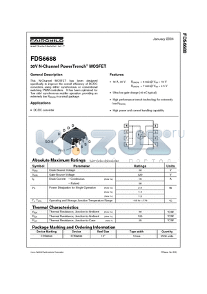 FDS6688_04 datasheet - 30V N-Channel PowerTrench MOSFET