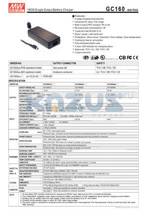 GC160A24-AD1 datasheet - 160W Single Output Battery Charger