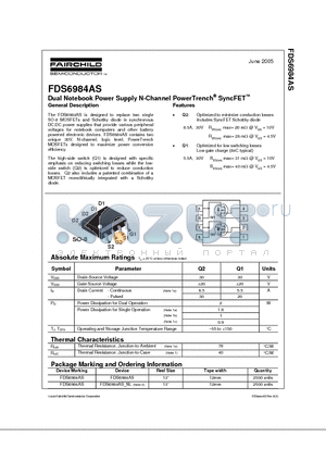 FDS6984AS datasheet - Dual Notebook Power Supply N-Channel PowerTrench SyncFET
