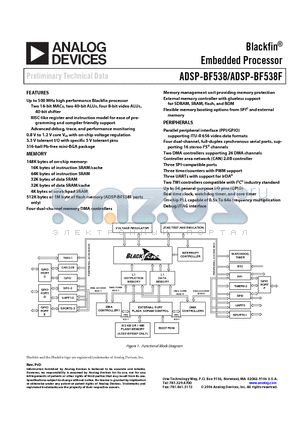 ADSP-BF538BBCZ-5F8 datasheet - Blackfin Embedded Processor