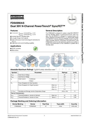 FDS6990AS_08 datasheet - Dual 30V N-Channel PowerTrench SyncFET