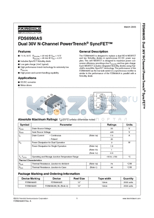 FDS6990AS_NL datasheet - Dual 30V N-Channel PowerTrench SyncFET