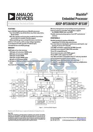 ADSP-BF538F datasheet - Blackfin Embedded Processor