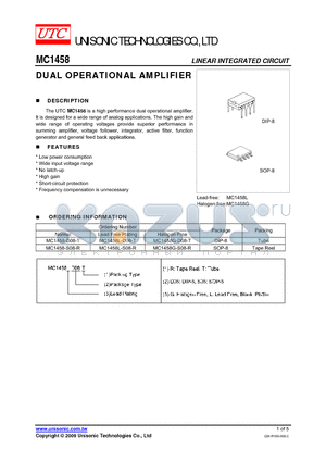 MC1458_09 datasheet - DUAL OPERATIONAL AMPLIFIER