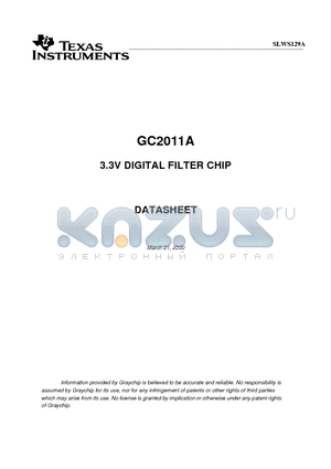 GC2011A datasheet - 3.3V DIGITAL FILTER CHIP
