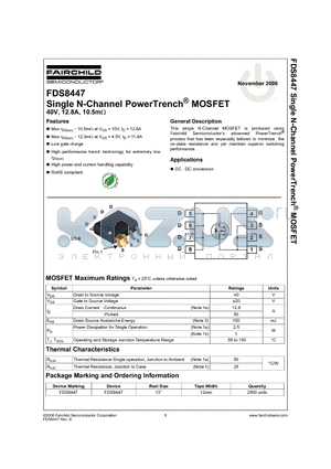 FDS8447 datasheet - Single N-Channel PowerTrench MOSFET