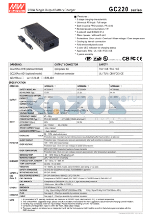 GC220A12-AD1 datasheet - 220W Single Output Battery Charger