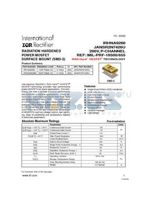 MIL-PRF-19500/655 datasheet - RADIATION HARDENED POWER MOSFET SURFACE MOUNT (SMD-2)