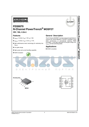 FDS8870 datasheet - N-Channel PowerTrench^ MOSFET