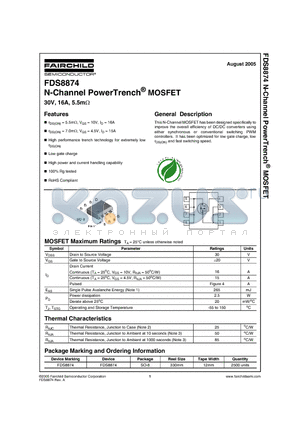 FDS8874 datasheet - N-Channel PowerTrench MOSFET