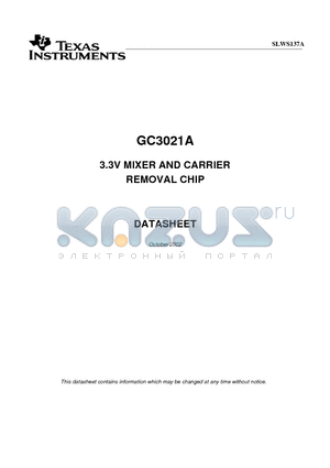 GC3021A datasheet - 3.3V MIXER AND CARRIER REMOVAL CHIP