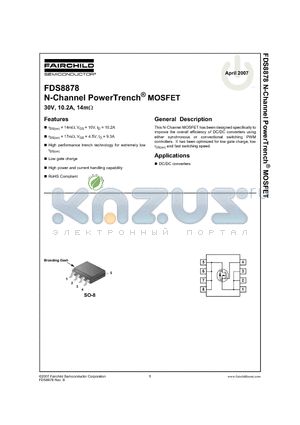 FDS8878_07 datasheet - N-Channel PowerTrench^ MOSFET