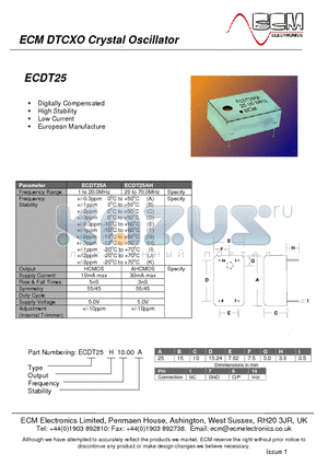 ECDT25 datasheet - DTCXO Crystal Oscillator