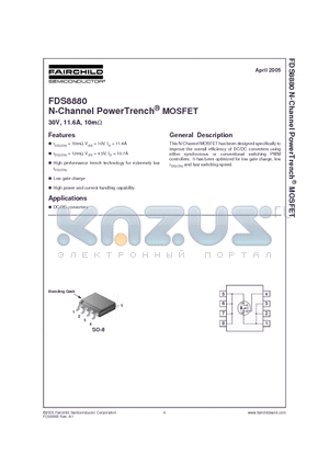 FDS8880 datasheet - N-Channel PowerTrench MOSFET