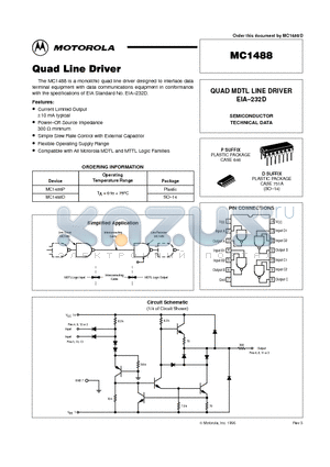 MC1488D datasheet - QUAD MDTL LINE DRIVER EIA-232D