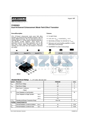 FDS8936S datasheet - Dual N-Channel Enhancement Mode Field Effect Transistor