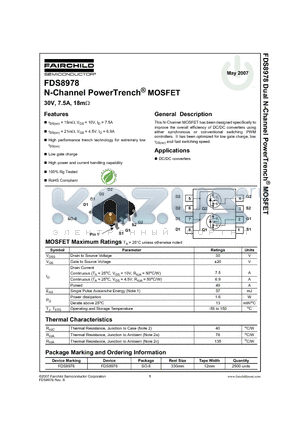 FDS8978 datasheet - N-Channel PowerTrench^ MOSFET