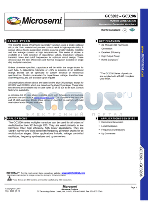 GC3202 datasheet - POWER GENERATION Harmonics Generator Varactors