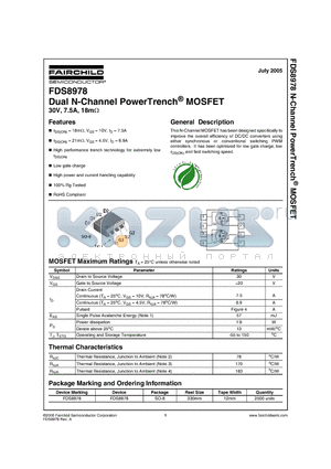 FDS8978 datasheet - Dual N-Channel PowerTrench MOSFET