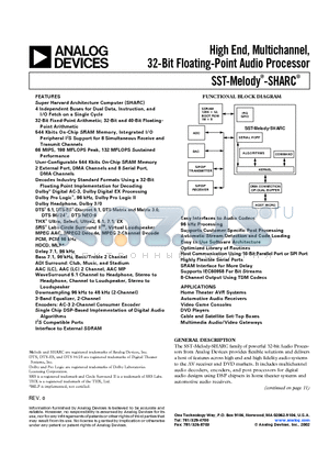 ADSST-21065LKCA-240 datasheet - High End, Multichannel, 32-Bit Floating-Point Audio Processor