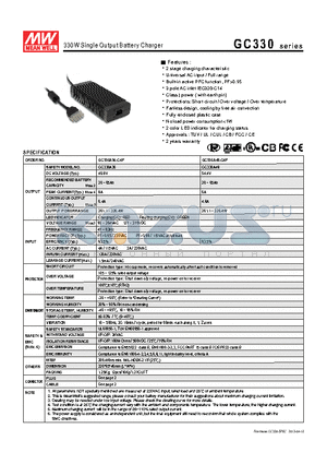 GC330 datasheet - 330W Single Output Battery Charger