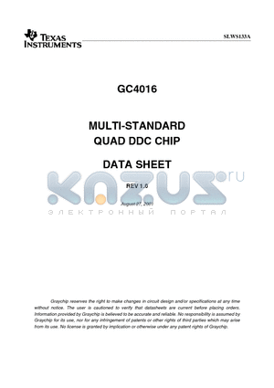 GC4016 datasheet - MULTI-STANDARD QUAD DDC CHIP