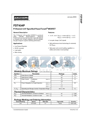FDT434 datasheet - P-Channel 2.5V Specified PowerTrench MOSFET