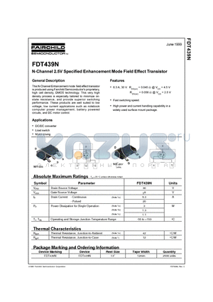 FDT439N datasheet - N-Channel 2.5V Specified EnhancementMode Field Effect Transistor