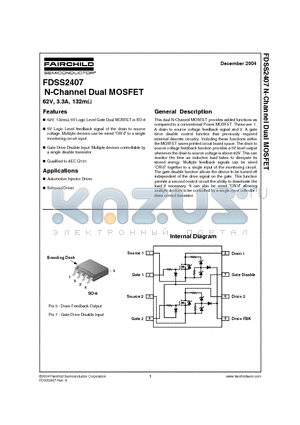 FDSS2407 datasheet - N-Channel Dual MOSFET