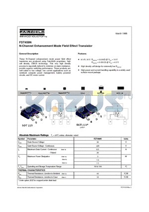 FDT459N datasheet - N-Channel Enhancement Mode Field Effect Transistor
