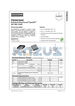 FDU6676AS_08 datasheet - N-Channel PowerTrench SyncFET