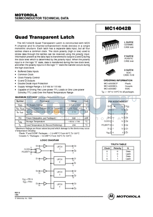 MC14XXXBCP datasheet - QUAD TRANSPARENT LATCH