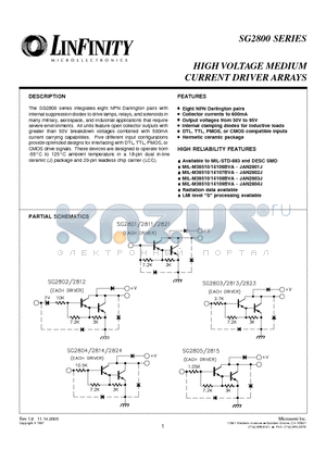 JAN2801J datasheet - HIGH VOLTAGE MEDIUM CURRENT DRIVER ARRAYS