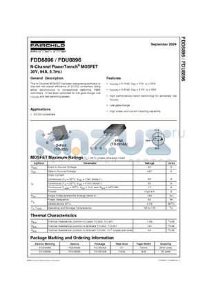 FDU8896 datasheet - N-Channel PowerTrench MOSFET