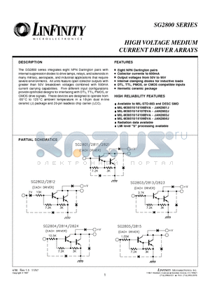 JAN2803J datasheet - HIGH VOLTAGE MEDIUM CURRENT DRIVER ARRAYS