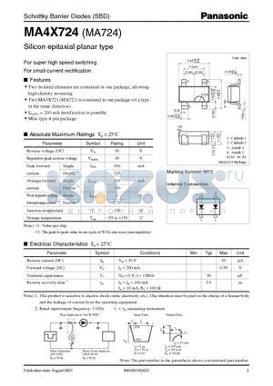 MA4X724 datasheet - Schottky Barrier Diodes (SBD)