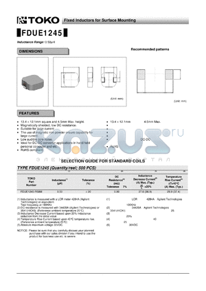 FDUE1245-R50M datasheet - Fixed Inductors for Surface Mounting