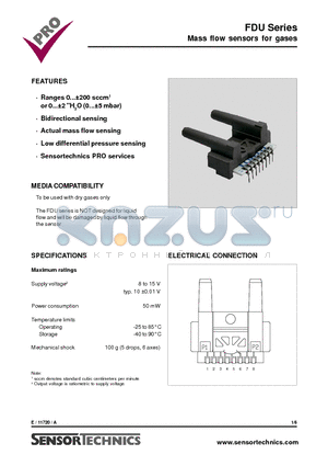 FDUH002DB datasheet - Mass flow sensors for gases