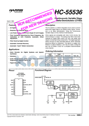 HC1-55536-9 datasheet - Continuously Variable Slope Delta-Demodulator (CVSD)