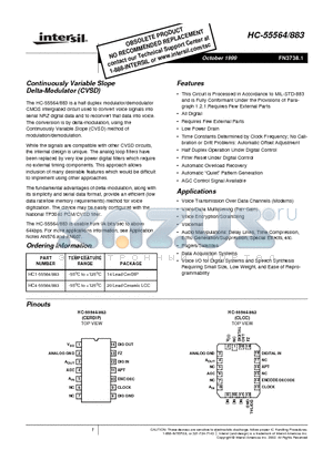 HC1-55564/883 datasheet - Continuously Variable Slope Delta-Modulator (CVSD)