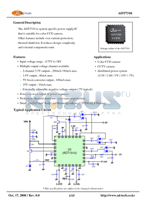 ADT7310 datasheet - system specific power supply IC that is suitable for color CCD camera