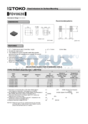 FDV0620-1R0M datasheet - Fixed Inductors for Surface Mounting